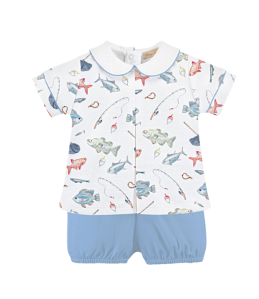 Baby Club Chic Baby Club Chic Fishing Day Collared Shirt & Bloomer Set