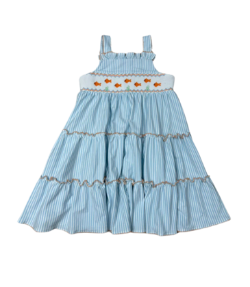 Whimsy Bay Whimsy Bay Goldfish Gang Smocked Tiered Dress