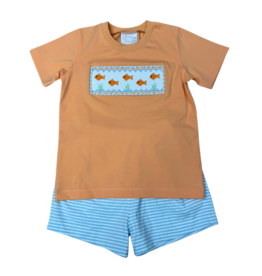 Whimsy Bay Whimsy Bay Goldfish Gang Smocked Short Set