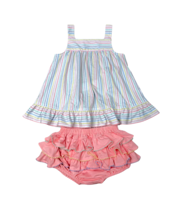 Whimsy Bay Whimsy Bay Pastel Penny Stripe Breezy Bloomer Set