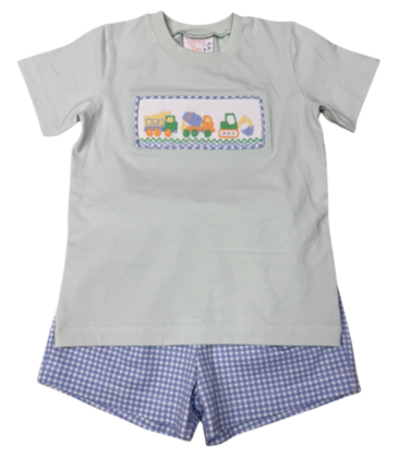 Whimsy Bay Whimsy Bay Construction Crew Smocked Short Set