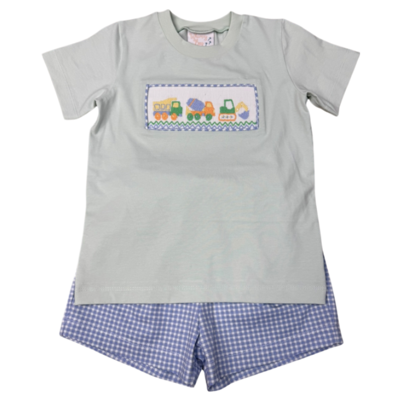 Whimsy Bay Whimsy Bay Construction Crew Smocked Short Set