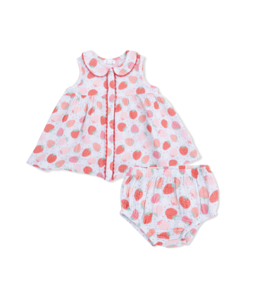 Angel Dear Angel Dear Jill Dress w/ Bloomer - Strawberry Bliss
