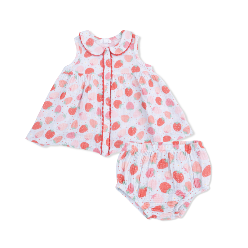 Angel Dear Angel Dear Jill Dress w/ Bloomer - Strawberry Bliss