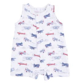 Angel Dear Angel Dear Shortie Romper - Vintage Planes