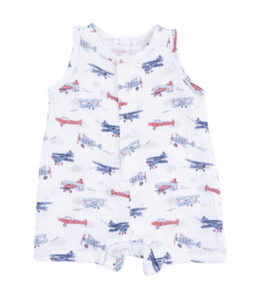 Angel Dear Angel Dear Shortie Romper - Vintage Planes