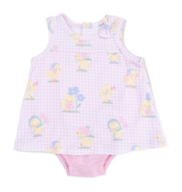 Angel Dear Angel Dear A-Line Bodysuit Dress - Vintage Spring Ducklings Pink