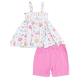 Angel Dear Angel Dear Smocked Top & Bike Short - Sunny Coral Reef Fish