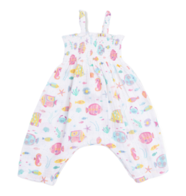 Angel Dear Angel Dear Smocked Romper - Sunny Coral Reef Fish