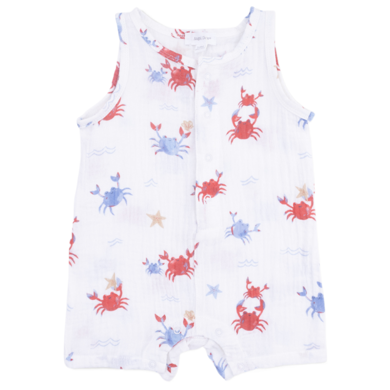 Angel Dear Angel Dear Shortie Romper - Crayon Crabs