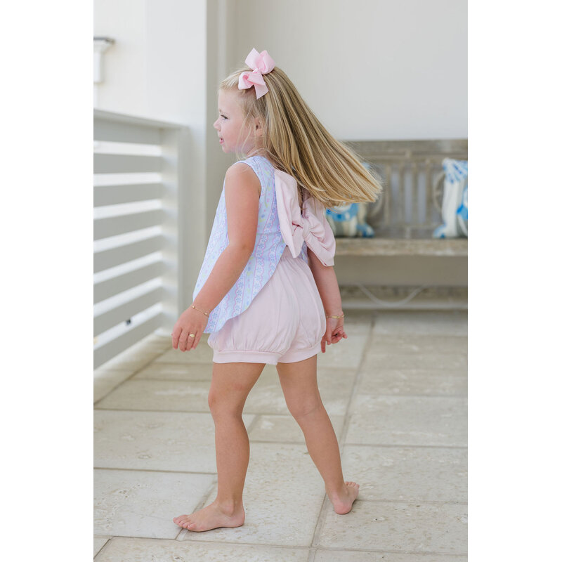 James & Lottie James & Lottie Bow Lottie Bloomer Set - Blue Floral Scallop