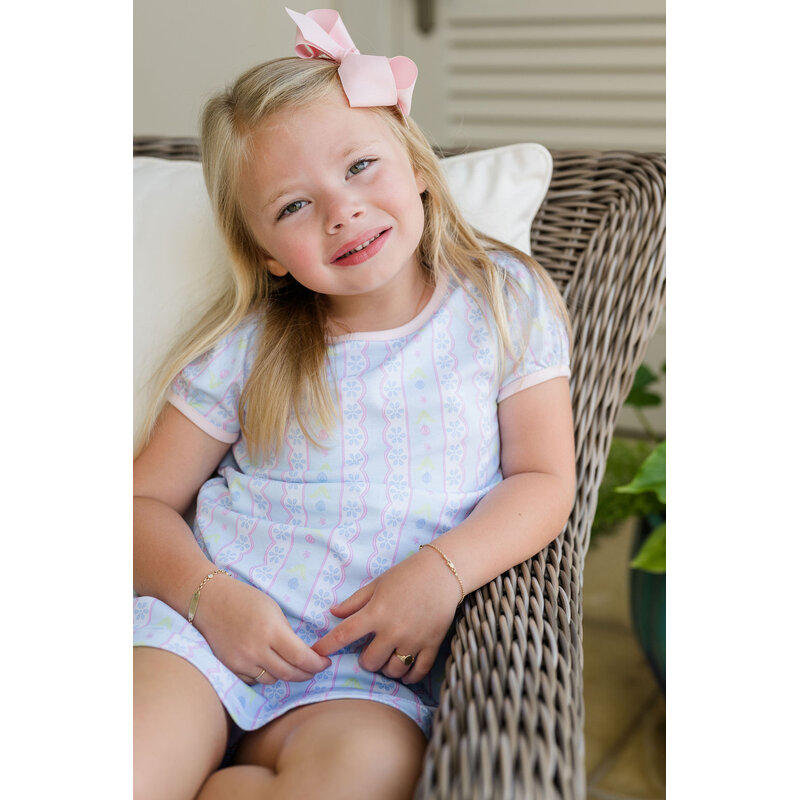 James & Lottie James & Lottie Play Dress - Blue Floral Scallop