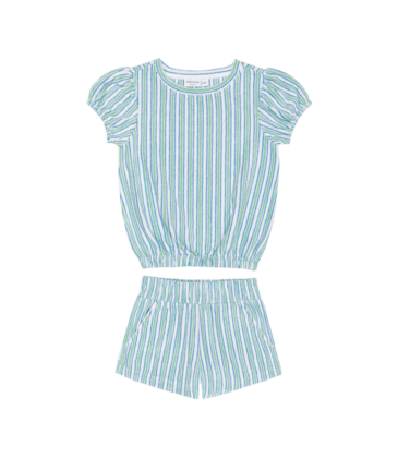 Minnow Swim Tamarin Stripe French Terry Top & Short Set