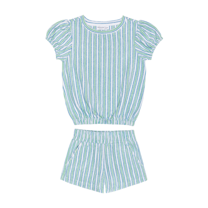 Minnow Swim Tamarin Stripe French Terry Top & Short Set