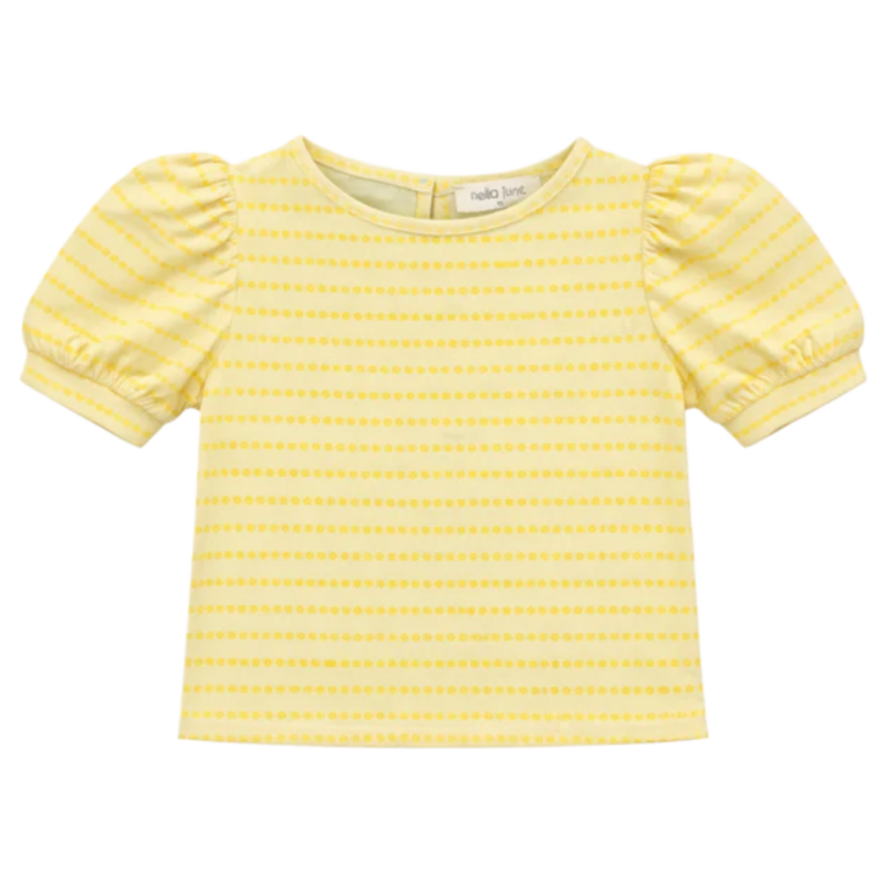 Nella June Nella June Puff Sleeve Tee - Yellow Floral Stripe