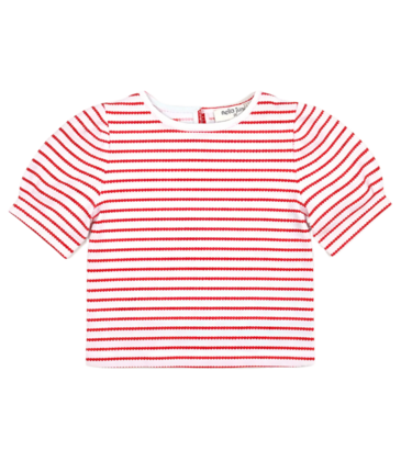 Nella June Nella June Puff Sleeve Tee - Red Heart Stripe