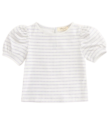 Nella June Nella June Puff Sleeve Tee - Purple Heart Stripe