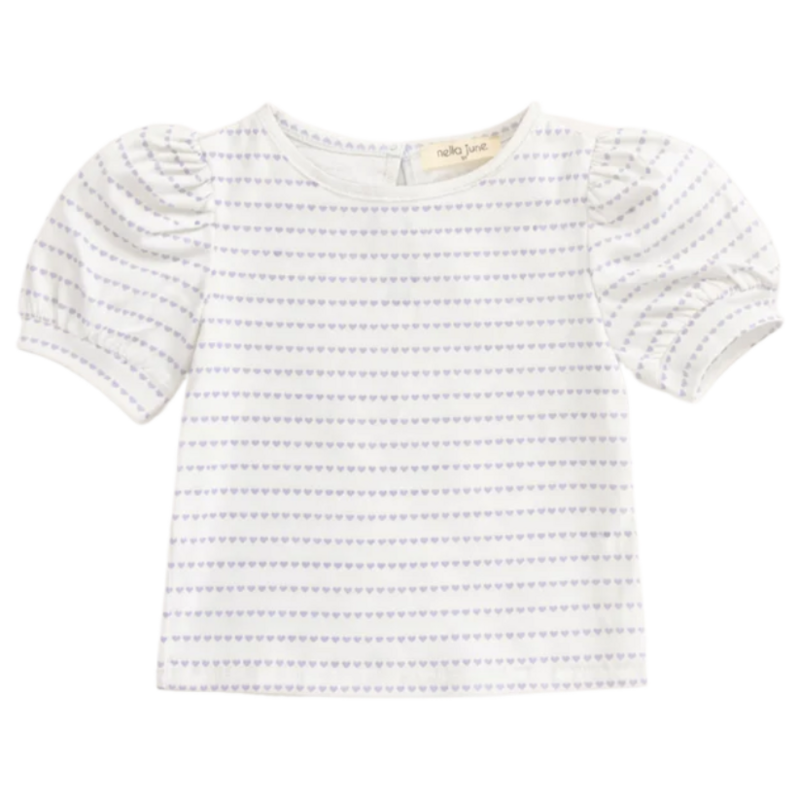 Nella June Nella June Puff Sleeve Tee - Purple Heart Stripe