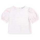 Nella June Nella June Puff Sleeve Tee - Pink Heart Stripe