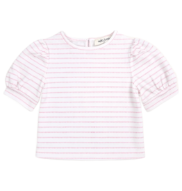 Nella June Nella June Puff Sleeve Tee - Pink Heart Stripe