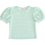 Nella June Nella June Puff Sleeve Tee - Green Floral Stripe