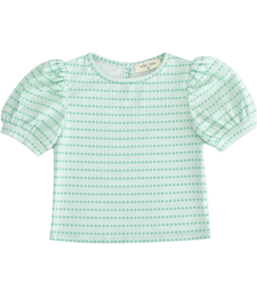 Nella June Nella June Puff Sleeve Tee - Green Floral Stripe