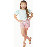 Nella June Nella June Puff Sleeve Tee - Green Floral Stripe