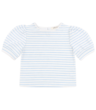 Nella June Nella June Puff Sleeve Tee - Blue Heart Stripe