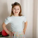 Nella June Nella June Puff Sleeve Tee - Blue Heart Stripe