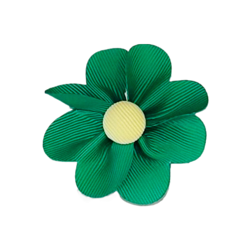 Wee Ones Wee Ones Fern Green w/ Light Yellow Petal Flower Hair Clip