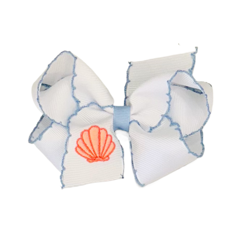 Wee Ones Wee Ones Medium Shell Emb Moonstitch Bow