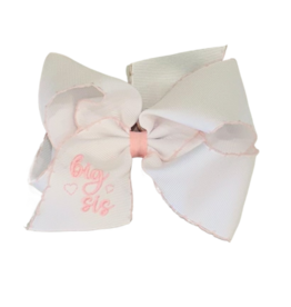 Wee Ones Wee Ones King White w/ Light Pink Moonstitch Big Sis Bow