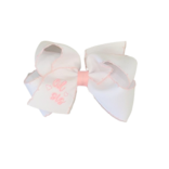 Wee Ones Wee Ones Medium White w/ Light Pink Moonstitch Lil Sis Bow