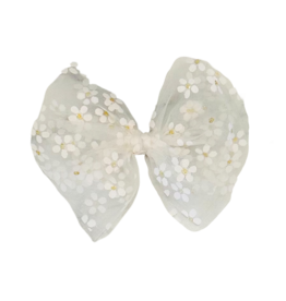 Wee Ones Wee Ones Medium White Flower Tulle Bow