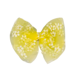 Wee Ones Wee Ones Medium Light Yellow Flower Tulle Bow