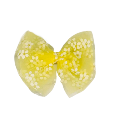 Wee Ones Wee Ones Medium Light Yellow Flower Tulle Bow