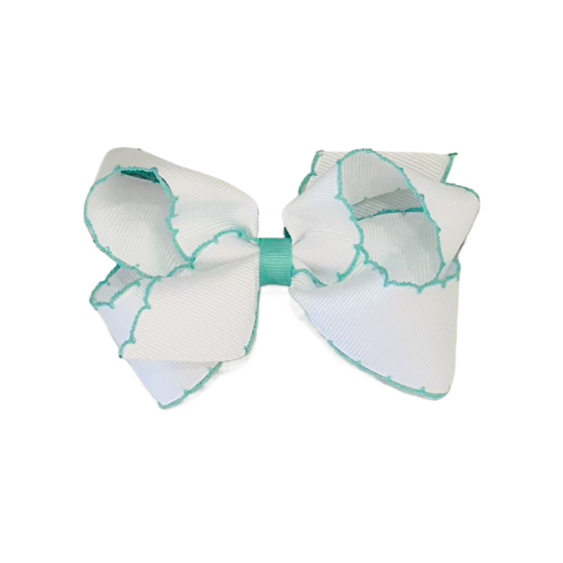 Wee Ones Wee Ones Medium White w/ Lucite Moonstitch Bow