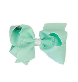 Wee Ones Wee Ones Medium Pale Green w/ White Moonstitch Bow