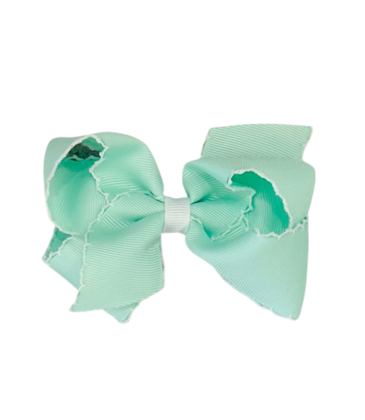 Wee Ones Wee Ones Medium Pale Green w/ White Moonstitch Bow