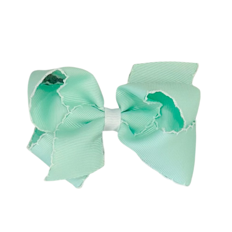 Wee Ones Wee Ones Medium Pale Green w/ White Moonstitch Bow