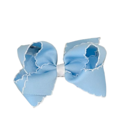 Wee Ones Wee Ones Medium Blue w/ White Moonstitch Bow