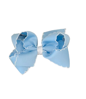 Wee Ones Wee Ones Medium Blue w/ White Moonstitch Bow