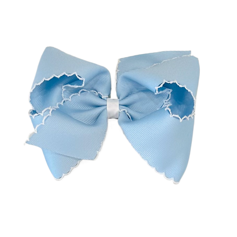 Wee Ones Wee Ones King Blue w/ White Moonstitch Bow