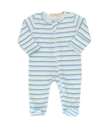 Baby Club Chic Baby Club Chic Tee Time Stripes Zipper Footie