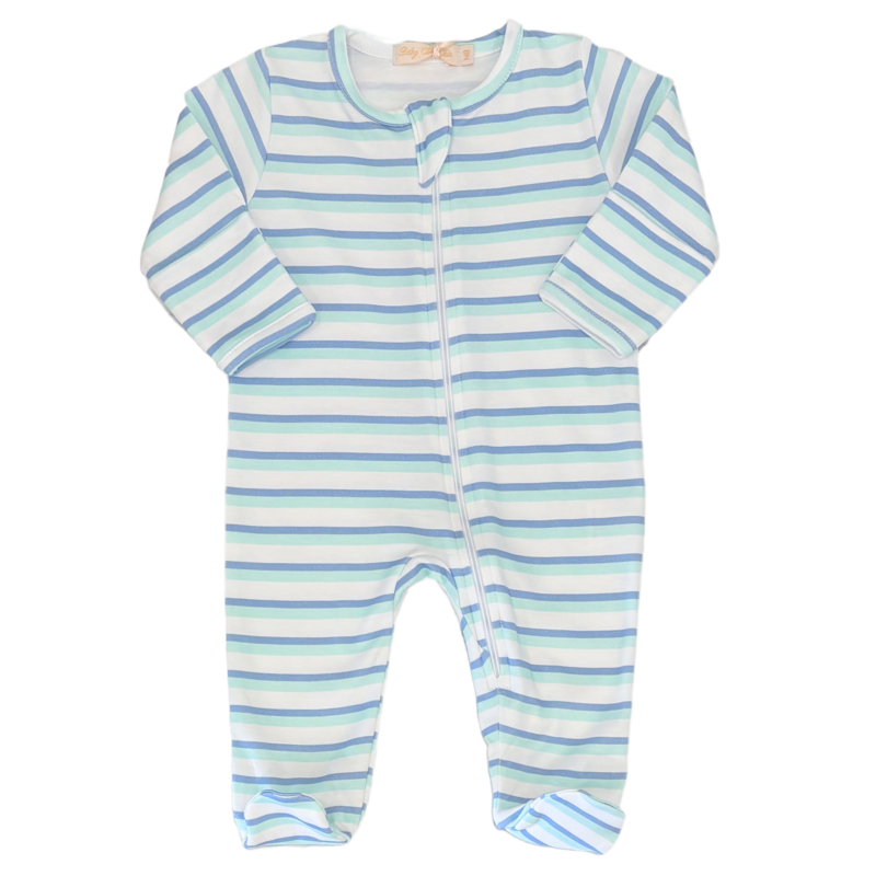 Baby Club Chic Baby Club Chic Tee Time Stripes Zipper Footie