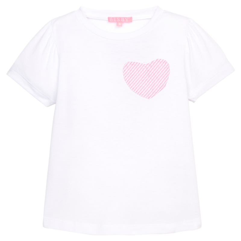 Bisby Bisby Pink Seersucker Heart Essential Tee