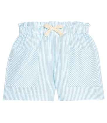 Bisby Bisby Aqua Sparkle Seersucker Patch Pocket Shorts