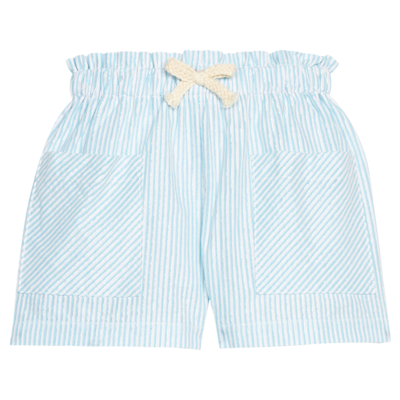 Bisby Bisby Aqua Sparkle Seersucker Patch Pocket Shorts