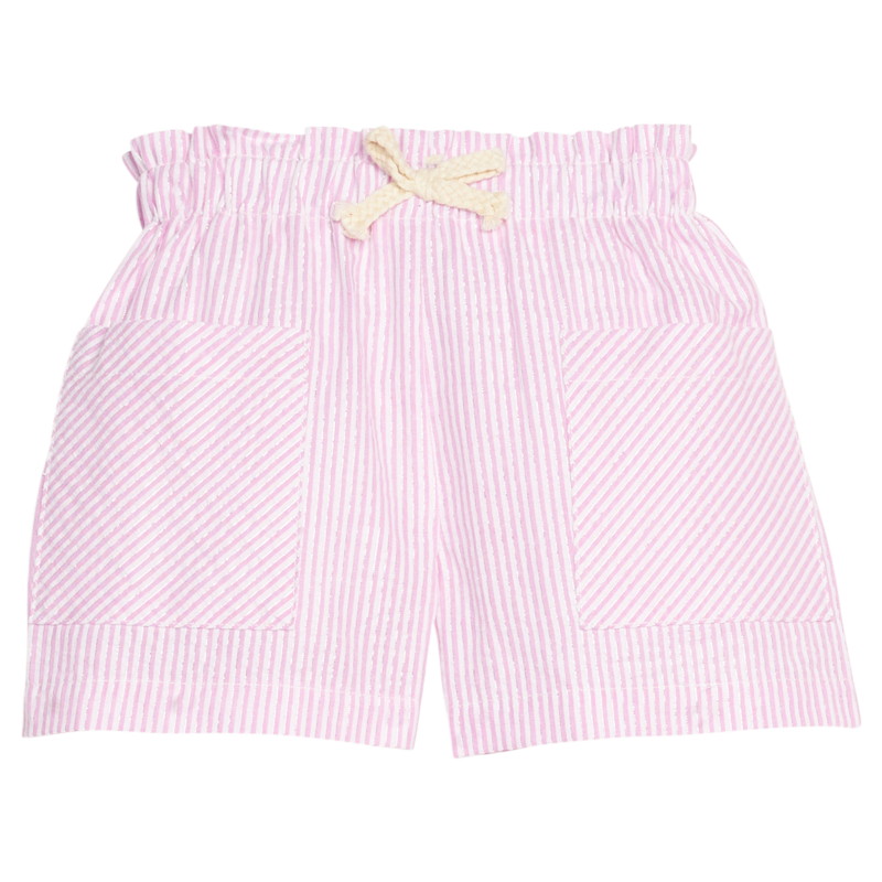 Bisby Bisby Pink Sparkle Seersucker Patch Pocket Shorts