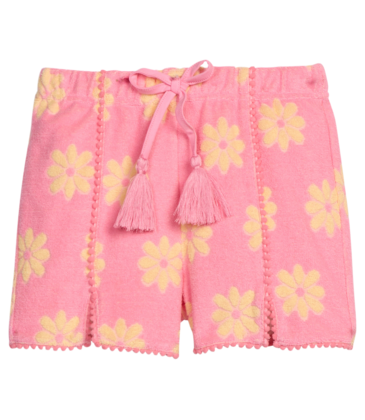 Bisby Bisby Pink Floral Pom Pom Terry Shorts